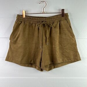 H&M‎ Tan Brown Suede Polyester Elastic Drawstring Waist Shorts Size 8